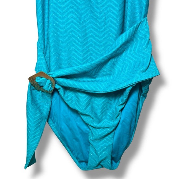 Trina‎ Turk Blue One-Piece Swimsuit with Sparkly Chevron Pattern Sz 6 EUC - Picture 5 of 13